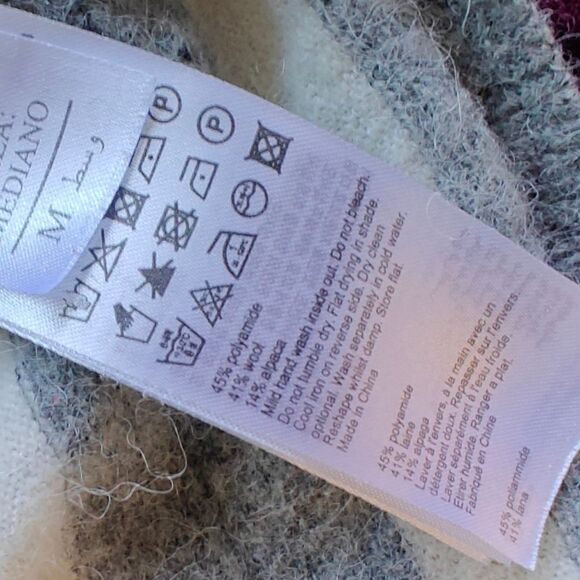 AllSaints Wool Alpaca blend Gray White Stripe Sweater size M - Picture 6 of 6